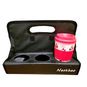 NWOT Nెస్ THAO Black Folding Car Cup‎ Holder Organizer Tray Travel Carrier